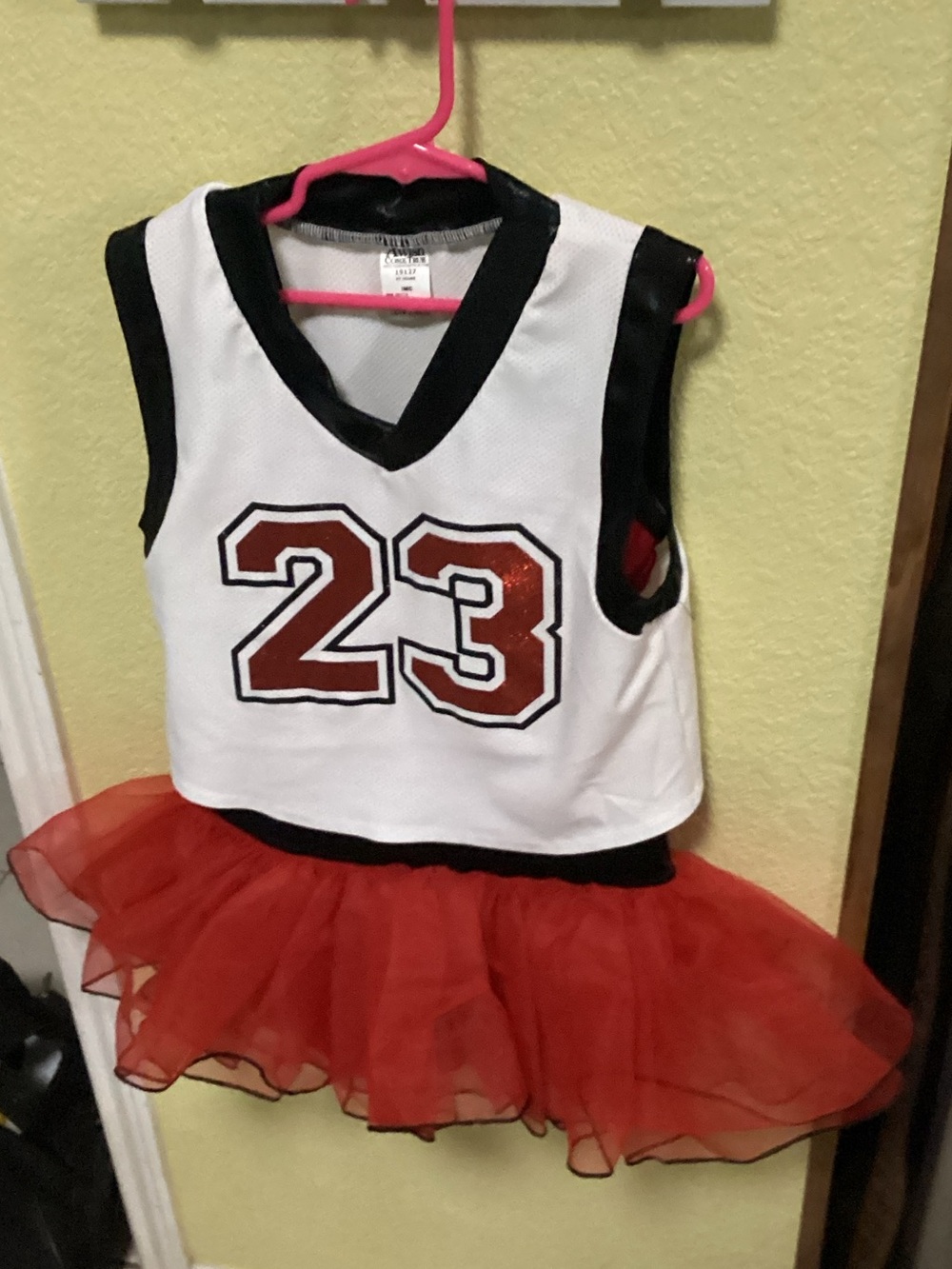 Girls' Basketball-Inspired Tutu Dress in White & Red